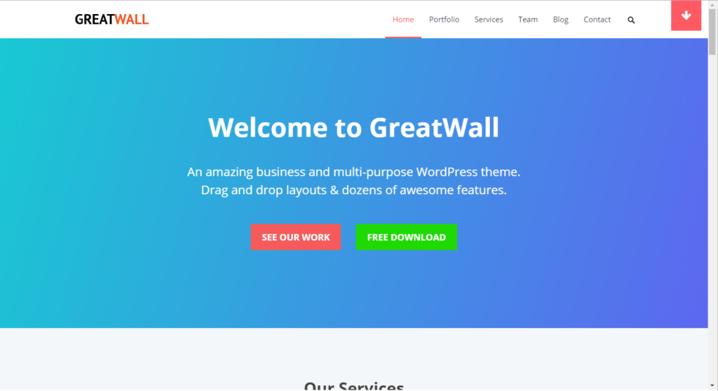 WordPress šablona Great Wall