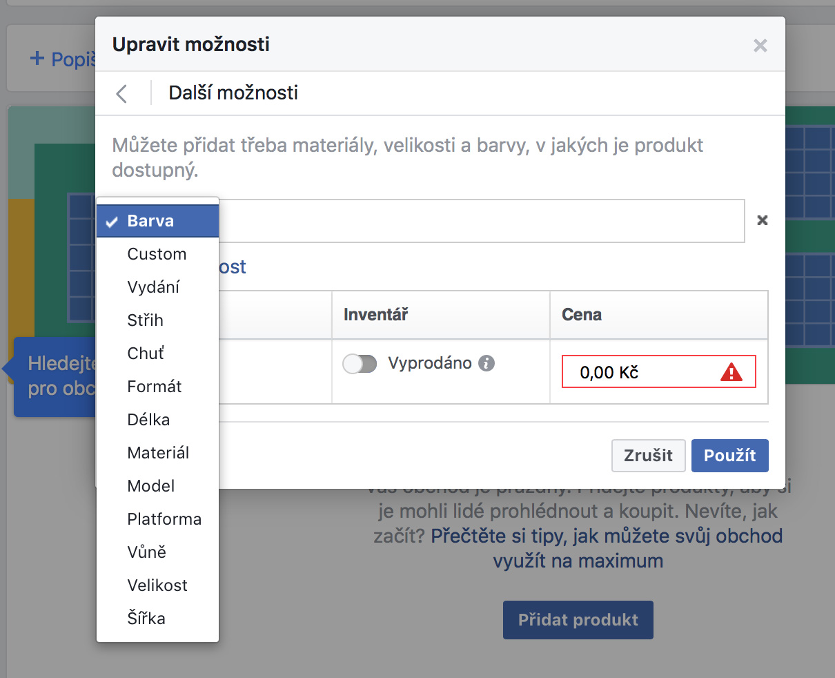 facebook marketplace možnosti produktu