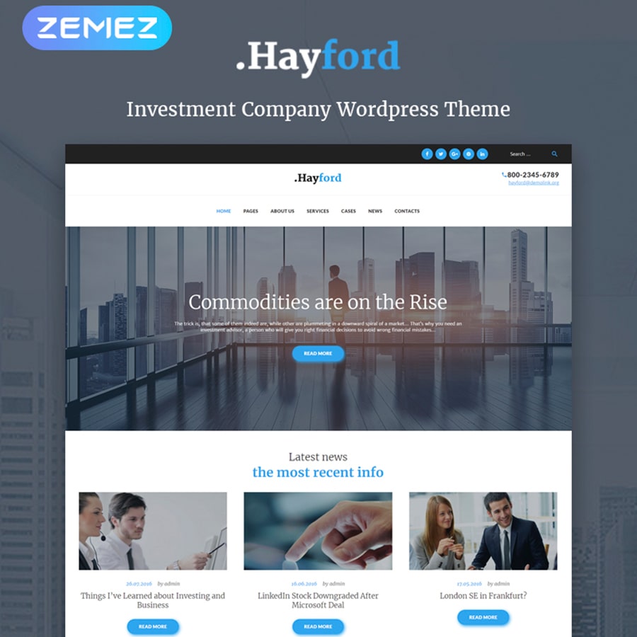 WordPress šablona Hayford - Investment Consulting Services Responsive