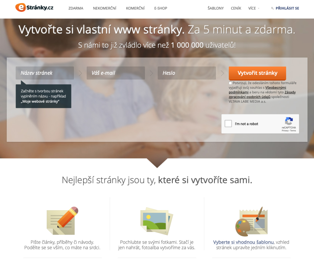 eStranky.cz WYSIWYG editor webových stránek
