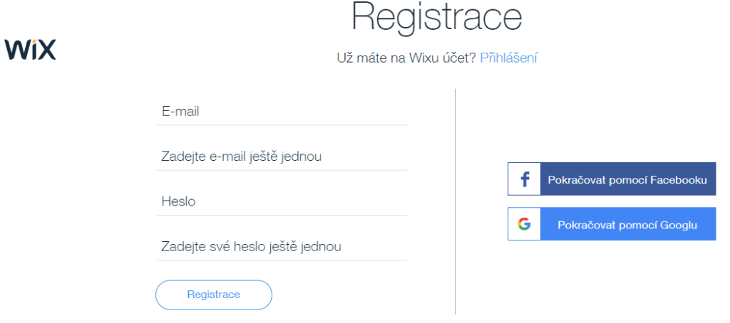 Wix recenze registrace