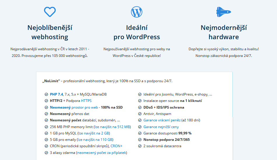 Wedos recenze webhosting Wedos NoLimit