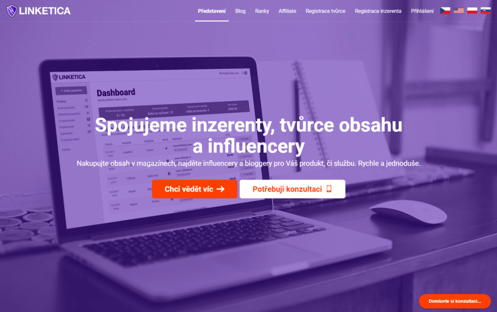 Linketica.cz platforma pro tvorbu obsahu pro webové stránky a sociální sítě