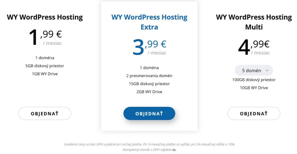WY recenze WordPress webhosting ceny balíků