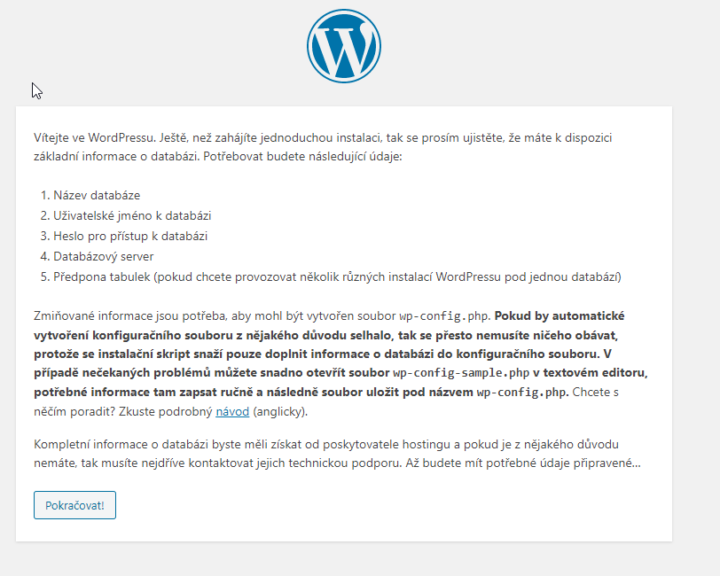 Recenze Webhosting C4 postup instalace WordPress