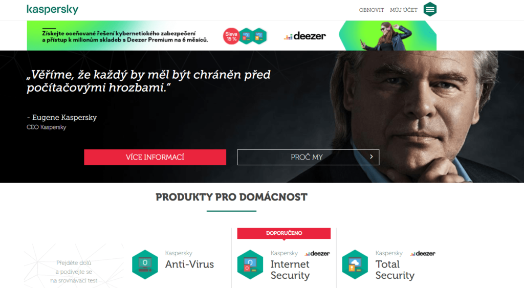 Porovnání antivirusových programů - antivirový program Kaspersky
