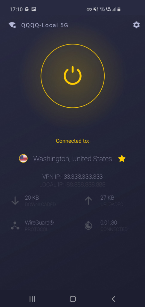 CyberGhost VPN recenze aplikace pro Android - parametry připojení