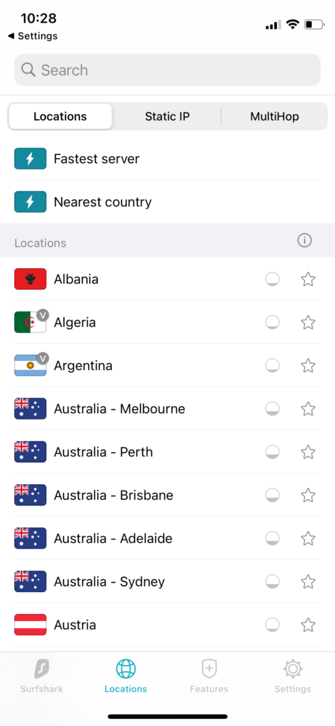 Surfshark VPN recenze: iOS mobilní aplikace servery a lokality